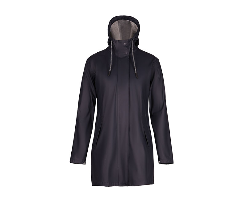 Navy Women's PU Raincoat Grey Backing