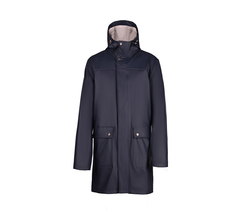 Navy Men's PU Raincoat with Big Pocket