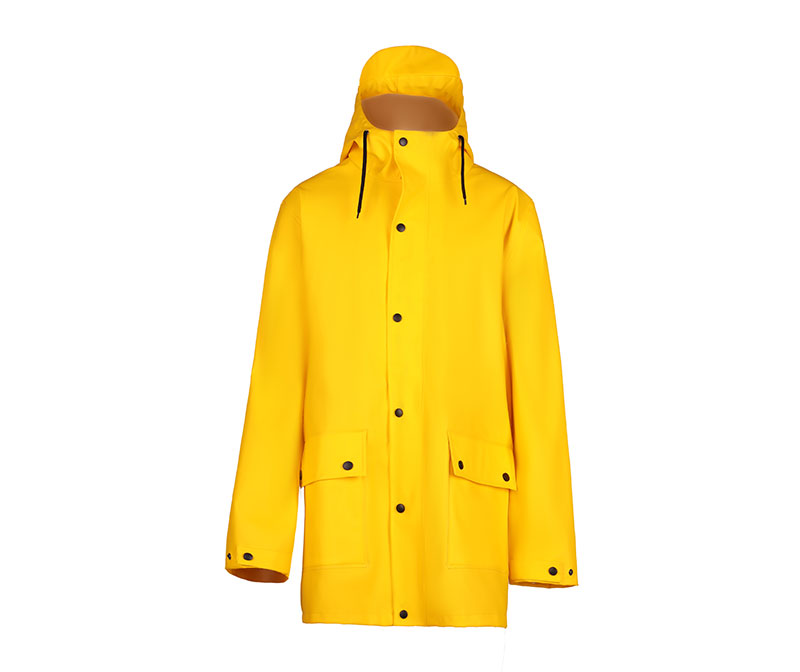 Yellow Men's Raincoat Black Button