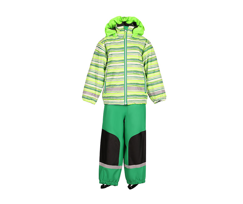 Children's Rain Coat with Green Strip Printing