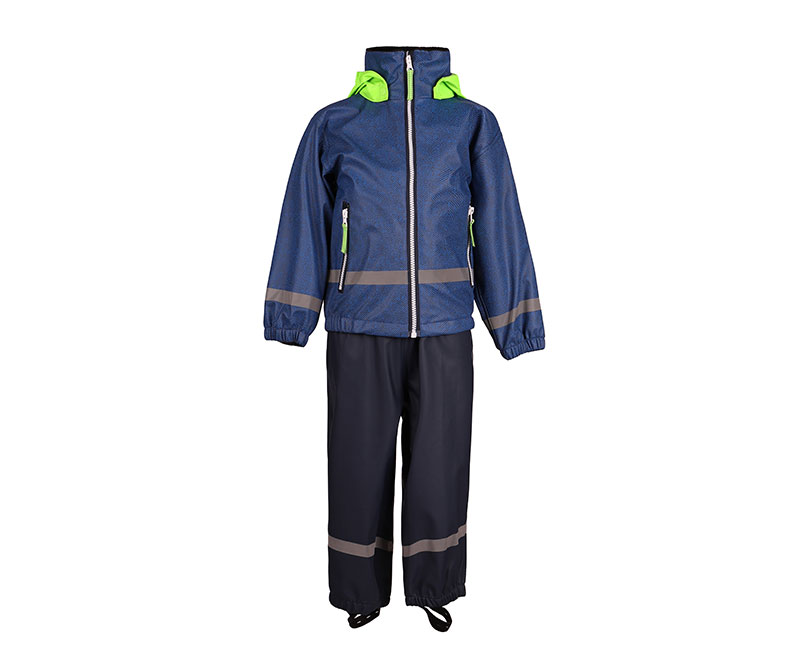 Herringbone Printing Navy Children's Rainsuit