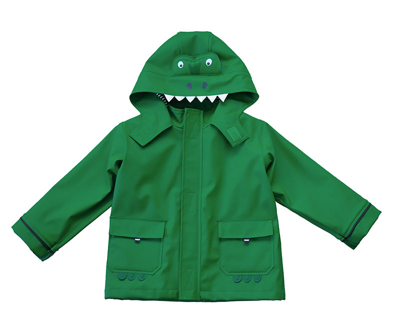 Dinosaur Green Kids Rain Jacket